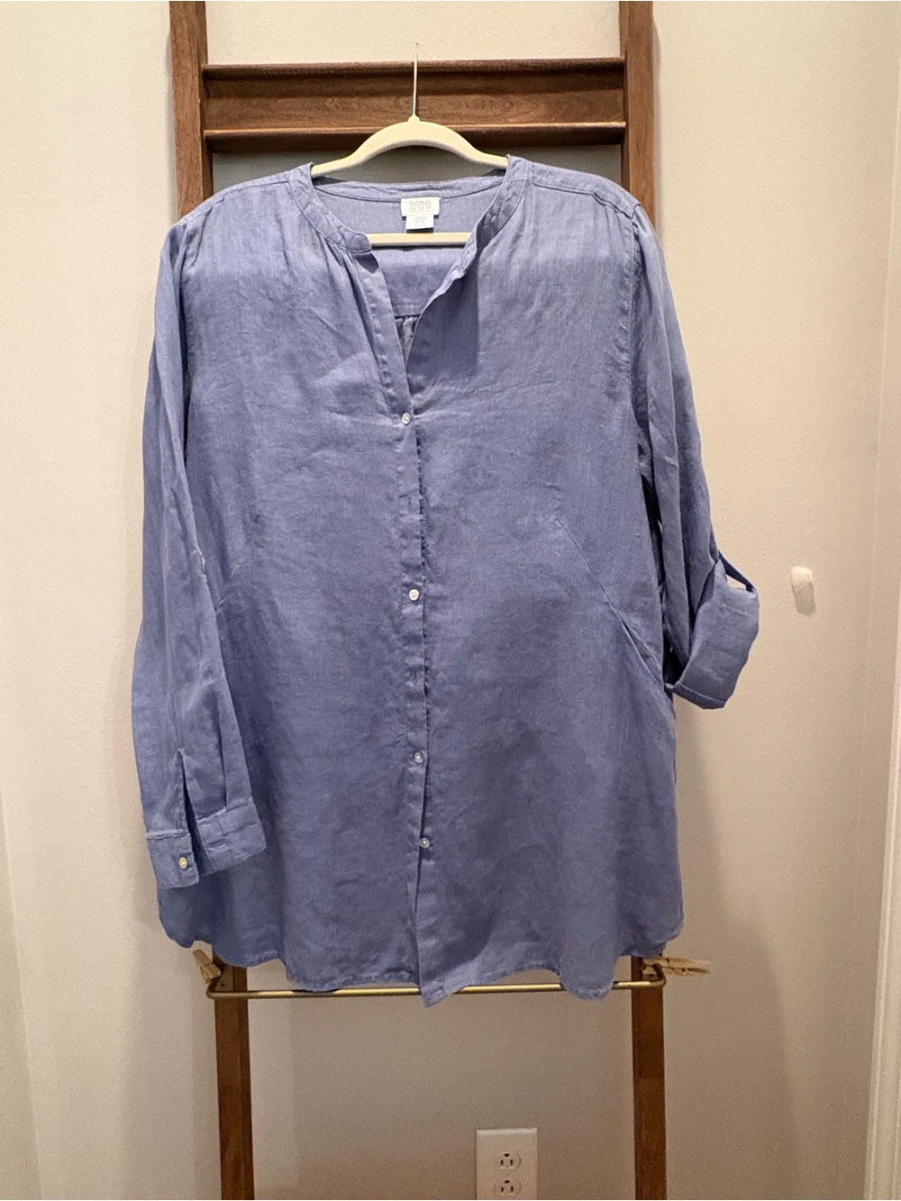 Sigrid Olsen Light Blue Casual Button-Down Linen Shirt